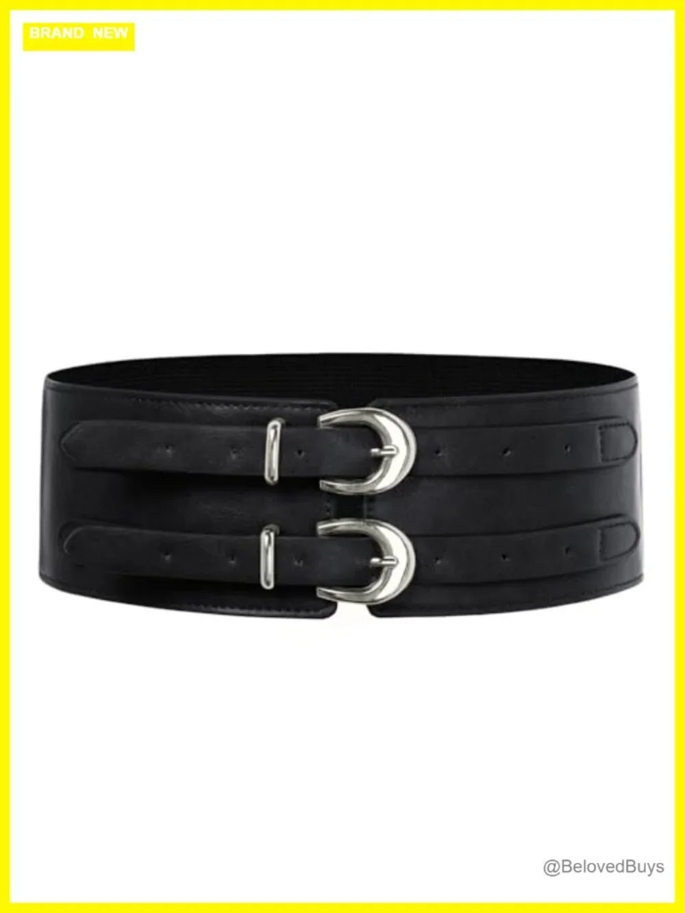 Wide Faux Leather Stretch Corset Belt for Women Dress